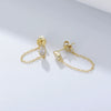Silver Dropshaped Zircon Earrings Punk Style For Women