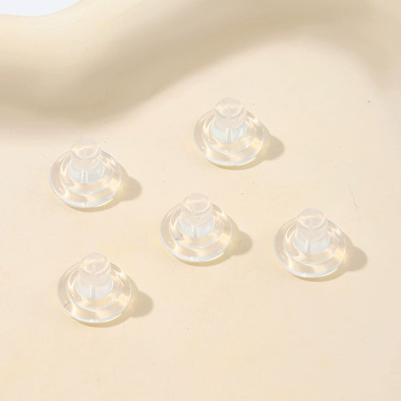 25 Silver Ear Accessories With Transparent Soft Silicone Frisbee Butterfly Design And Electroplating Process