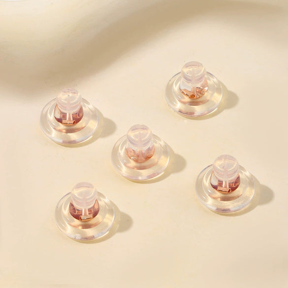 25 Silver Ear Accessories With Transparent Soft Silicone Frisbee Butterfly Design And Electroplating Process