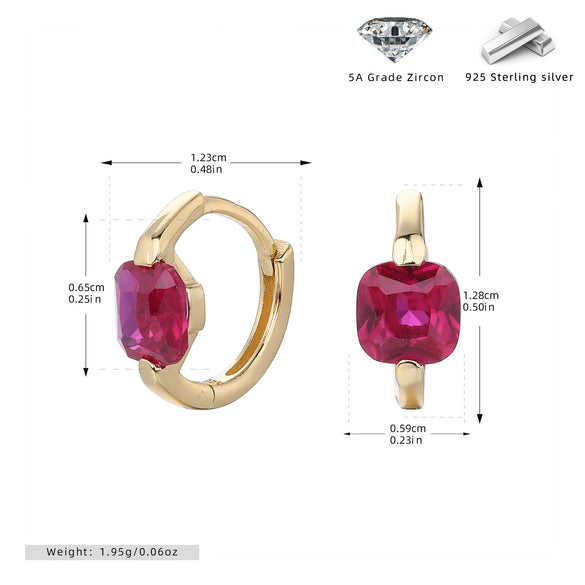 Silver Ear Buckle Zircon Earrings Geometric Electroplated For Women