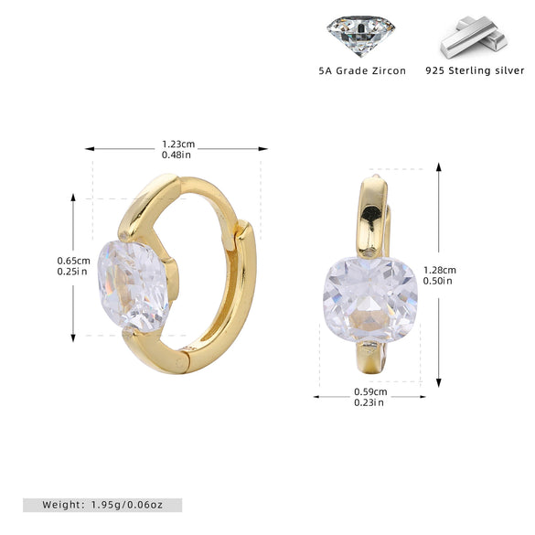 Silver Ear Buckle Zircon Earrings Geometric Electroplated For Women
