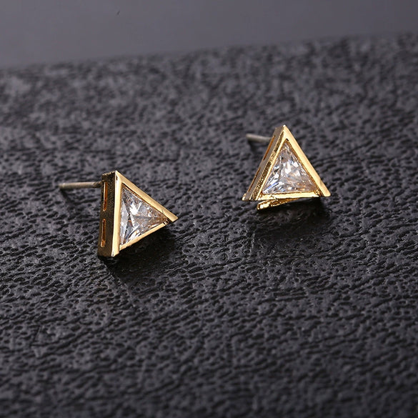 Silver Earrings With Triangle Swan Clover Coconut Tree Leaves Diamond Crane Patterns