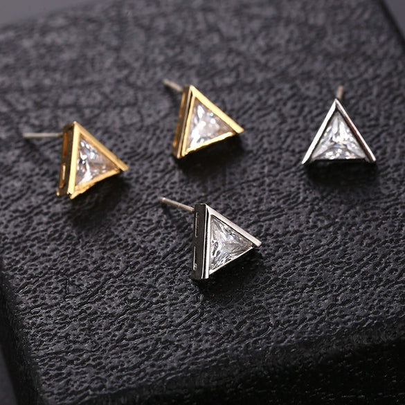 Silver Earrings With Triangle Swan Clover Coconut Tree Leaves Diamond Crane Patterns