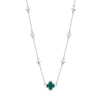 Silver Electroplated Four Leaf Clover Flower Double Layer Anklet For Women