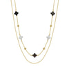 Silver Electroplated Four Leaf Clover Flower Double Layer Anklet For Women