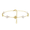 Silver Electroplated Four Leaf Clover Flower Double Layer Anklet For Women