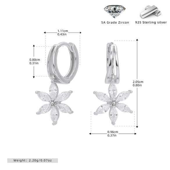 Silver Flower Earrings With Electroplating Treatment