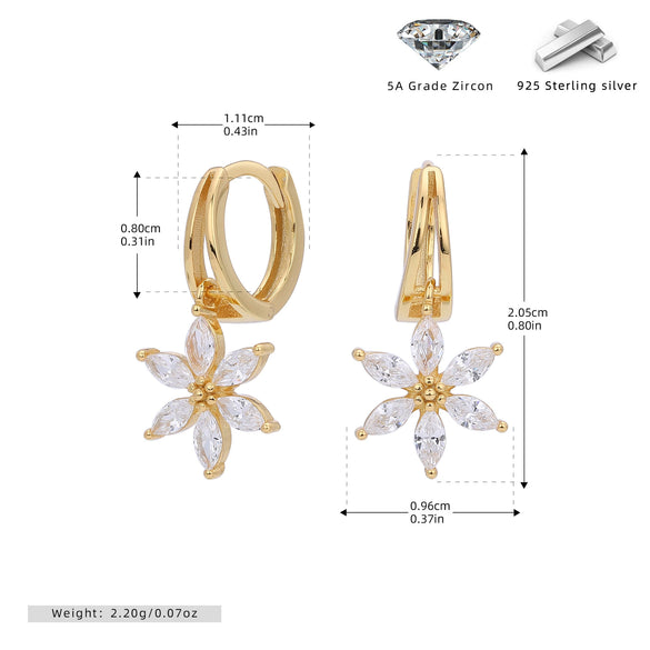 Silver Flower Earrings With Electroplating Treatment