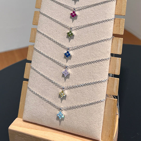 925 Silver Flower Pendant Clavicle Chain Necklace For Women Electroplated