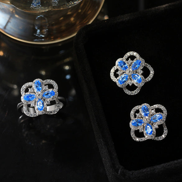 Silver Fourleaf Clover Rotatable Earrings Electroplated Geometric Style Jewelry