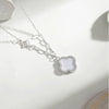 Silver Fourleaf Clover Women's Necklace Geometric Design Cross Chain