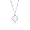 Silver Fourleaf Clover Women's Necklace Geometric Design Cross Chain