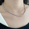 Silver Freshwater Pearl Necklace Light Luxury Niche Design With Rice And Water Drop Shape For Women