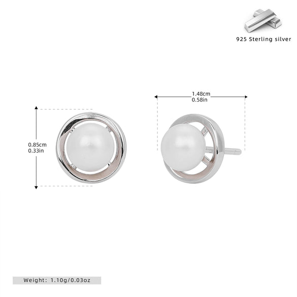 Silver Freshwater Pearl Pendant Clavicle Chain And Earrings For Women Electroplating Princess Style