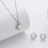 Silver Freshwater Pearl Pendant Clavicle Chain And Earrings For Women Electroplating Princess Style