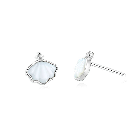 Silver 925 Fritillaria Shaped Women's High End Natural Style Earrings With Electroplating