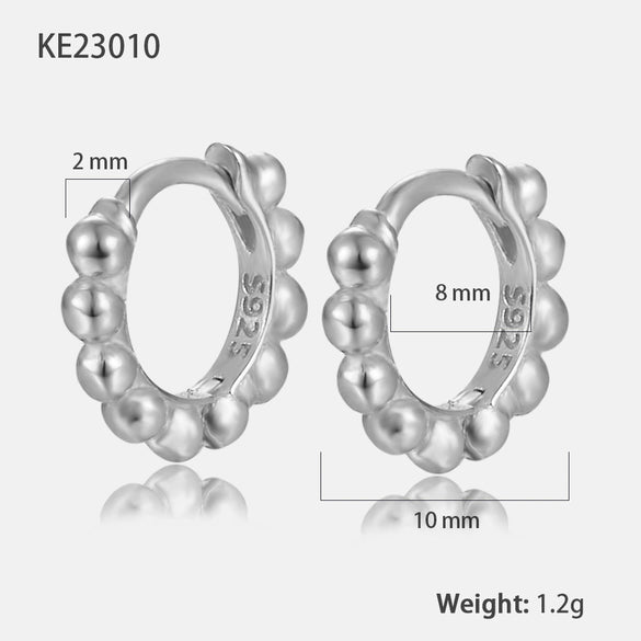 Silver Geometric Ball Earrings Electroplated For Women