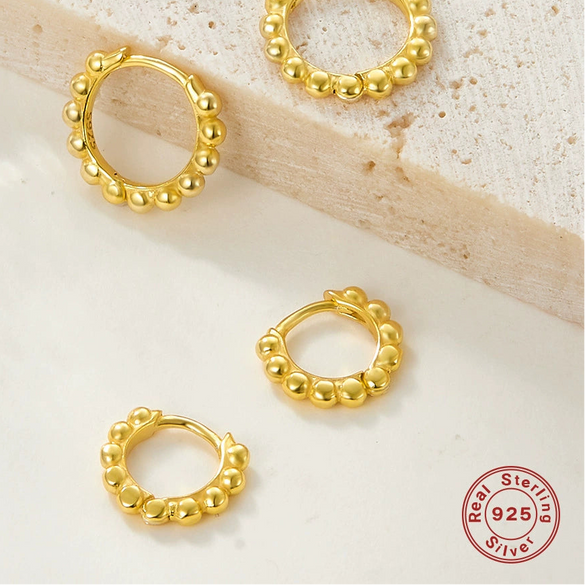 Silver Geometric Ball Earrings Electroplated For Women