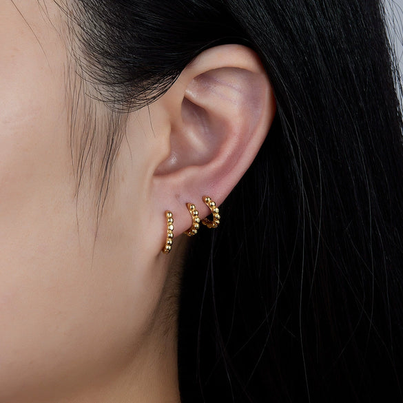 Silver Geometric Ball Earrings Electroplated For Women