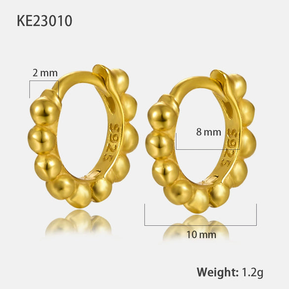Silver Geometric Ball Earrings Electroplated For Women