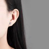 925 Silver Geometric Blue Opal Inlaid Stacked Earrings For Women Electroplated Minimalist Fashion Jewelry