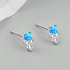925 Silver Geometric Blue Opal Inlaid Stacked Earrings For Women Electroplated Minimalist Fashion Jewelry