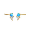 925 Silver Geometric Blue Opal Inlaid Stacked Earrings For Women Electroplated Minimalist Fashion Jewelry
