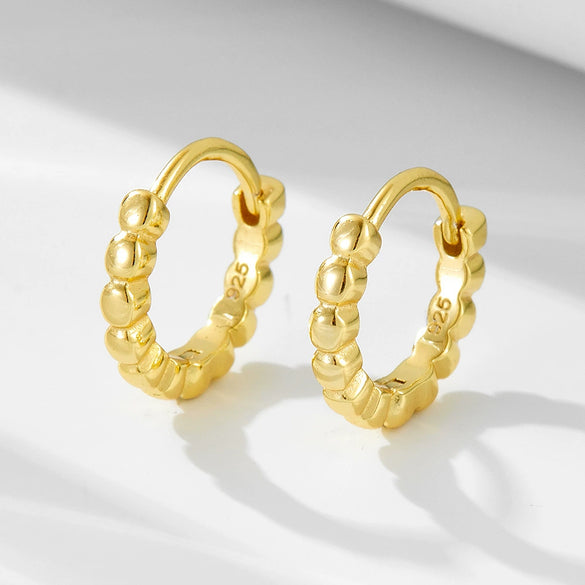 Silver Geometric Circle Earrings For Women French Retro Style Diamond Treated