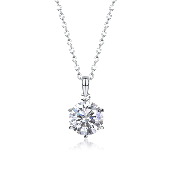 Silver Geometric Clavicle Chain With Moissanite Inlay Pendant