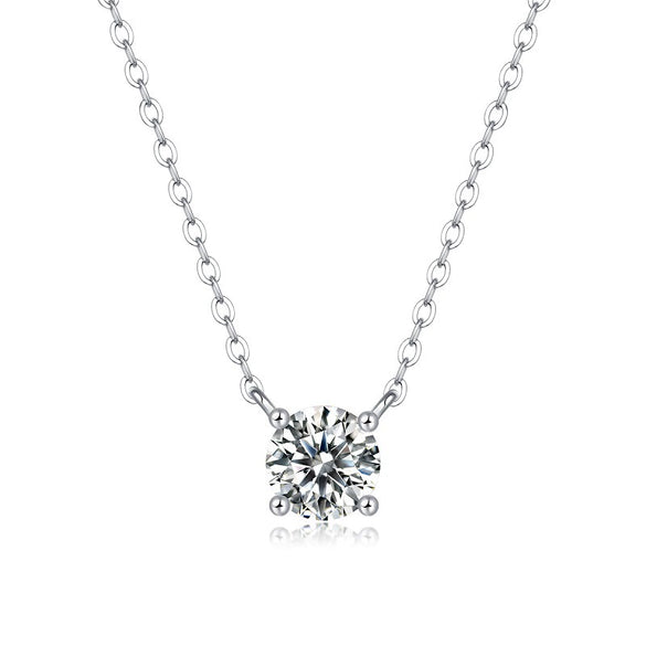 Silver Geometric Clavicle Chain With Moissanite Inlay Pendant