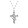 Silver Geometric Crown Cross Clavicle Necklace For Women With Electroplating