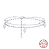 Silver Geometric Double Layer Overlapped Natural Baroque Pearl Women's Bracelet