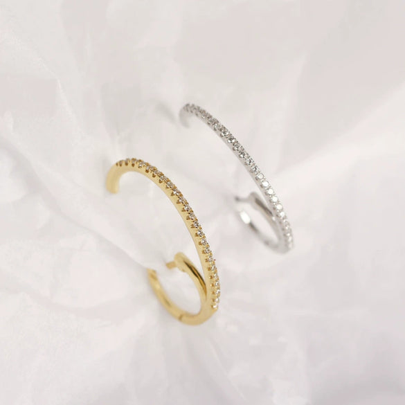 Silver Geometric Electroplated Hanging Ear Buckle And Stud Earrings
