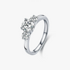 Silver Geometric Elegant Women's Ring With Triple Zircon And Seiko Design