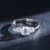 Silver Geometric Elegant Women's Ring With Triple Zircon And Seiko Design