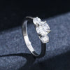 Silver Geometric Elegant Women's Ring With Triple Zircon And Seiko Design