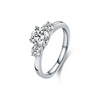 Silver Geometric Elegant Women's Ring With Triple Zircon And Seiko Design
