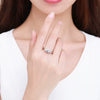 Silver Geometric Elegant Women's Ring With Triple Zircon And Seiko Design