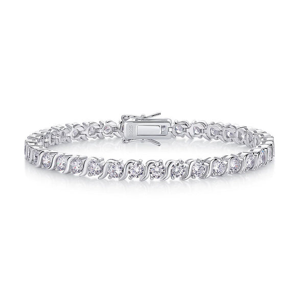 925 Silver Geometric Figureeight Clasp Fullinlaid Women's Bracelet Set With Diamonds Synthetic Carbon Silicon Stone Fashion Light Luxury Highend
