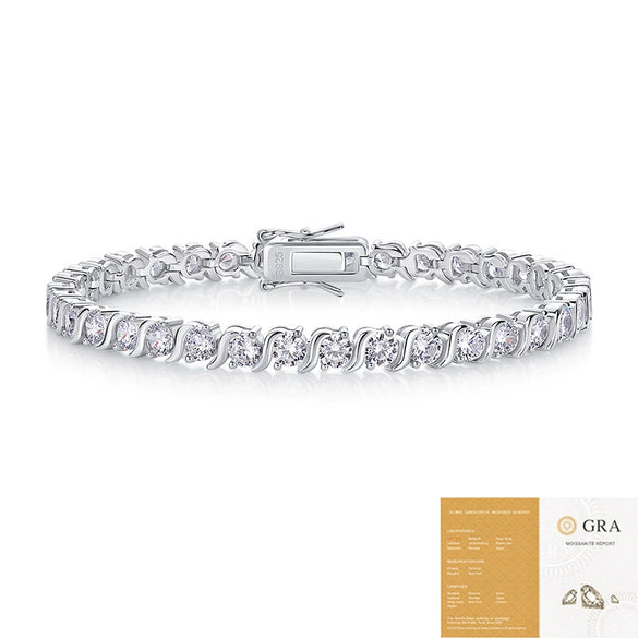 925 Silver Geometric Figureeight Clasp Fullinlaid Women's Bracelet Set With Diamonds Synthetic Carbon Silicon Stone Fashion Light Luxury Highend