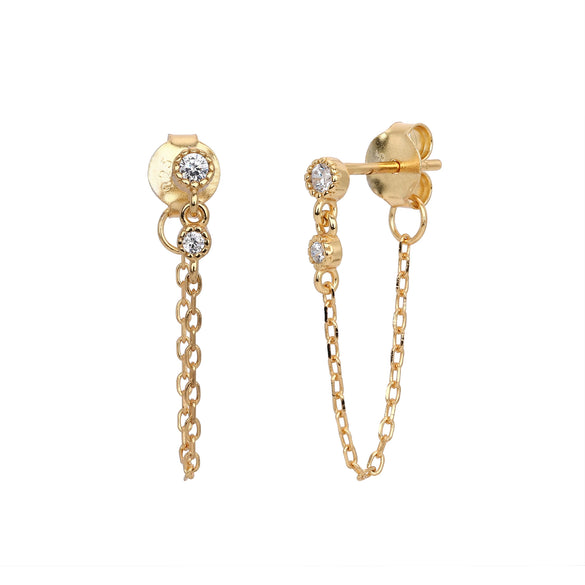 Silver 925 Geometric Inlaid Zircon Light Luxury Round Tassel Earrings