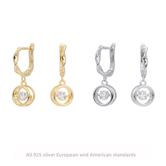 925 Silver Geometric Joker Inlaid Pendant Earrings For Women With Electroplating