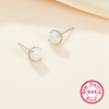 925 Silver Geometric Opal Earrings With Four Claws Electroplated For Women And Men
