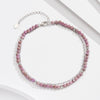 Silver Geometric Simple Style Women's Anklet With S925 Gold Beads And Purple Mica Double Chain