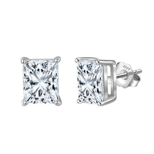 Silver Geometric Stud Earrings Electroplated For Men And Women