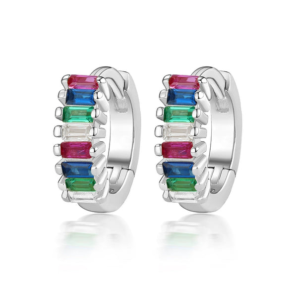 Silver Geometric Zircon Earrings For Women