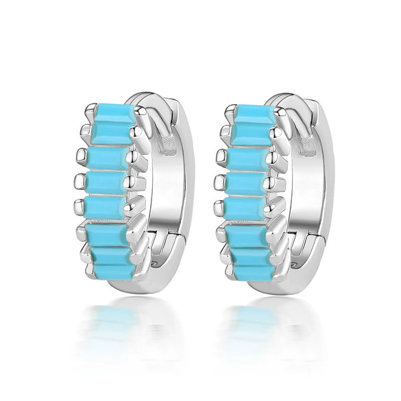 Silver Geometric Zircon Earrings For Women
