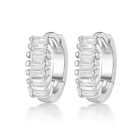 Silver Geometric Zircon Earrings For Women
