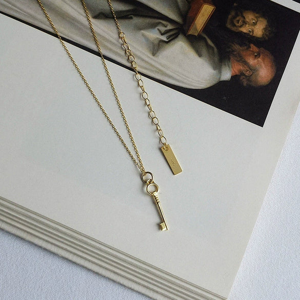 Silver Gold Key Clavicle Necklace Unisex Geometric Electroplated