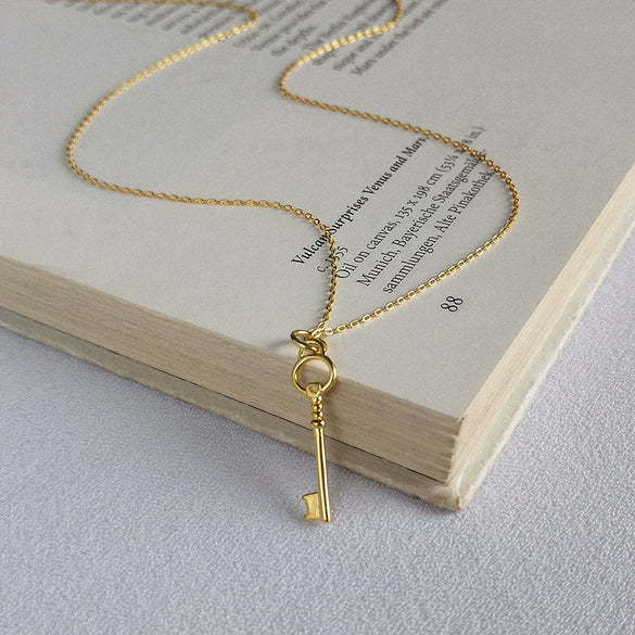 Silver Gold Key Clavicle Necklace Unisex Geometric Electroplated